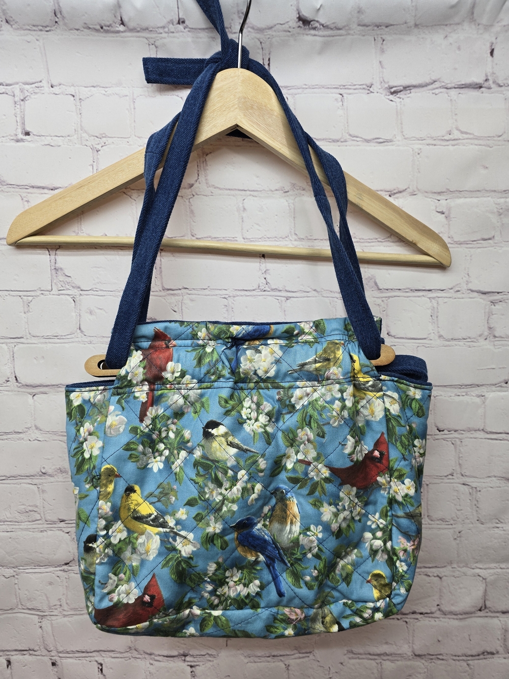 Quilted Bird Print/Reversible Mini Shoulder Bag